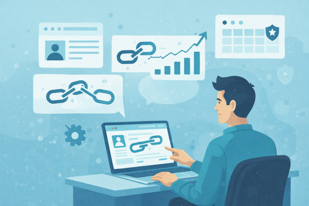 Off-page SEO and safe link building strategies illustration